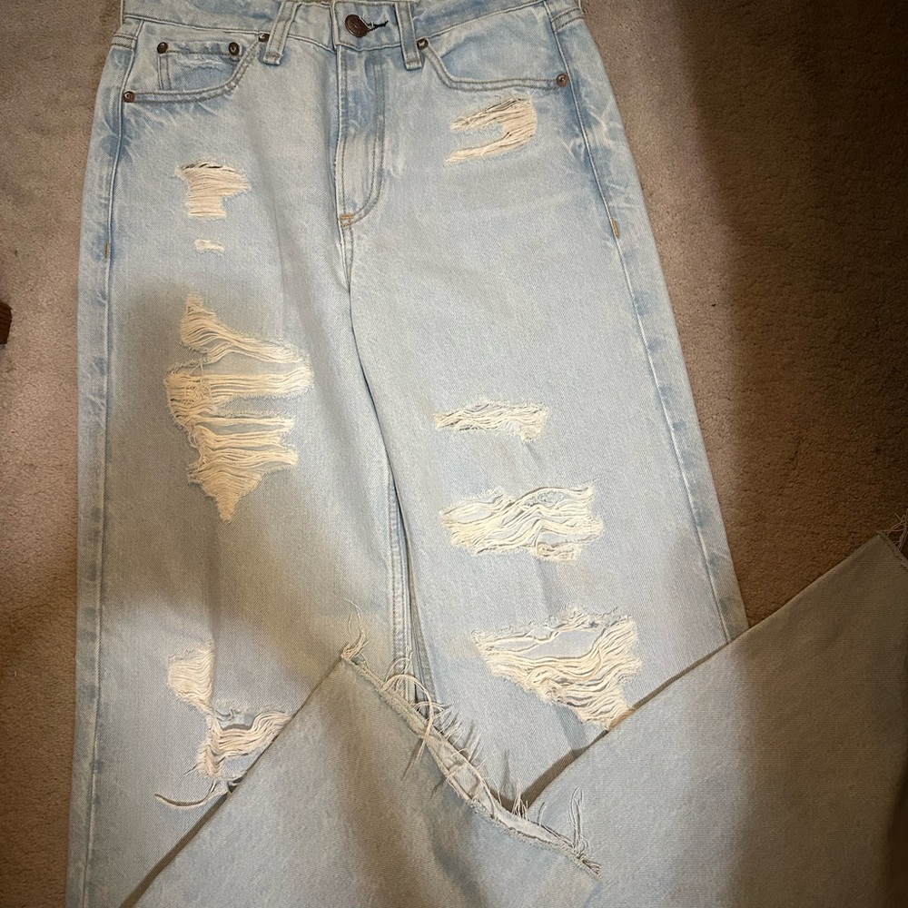 rag & bone Light Blue Distressed Boyfriend Jeans